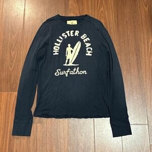 Y2K Hollister Long Sleeve Navy Blue Shirt Size Mens Medium